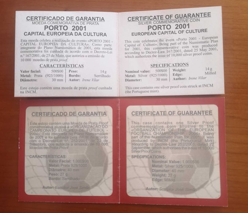 moedas prata proof 500 e 1000 escudos 2001 (#2)