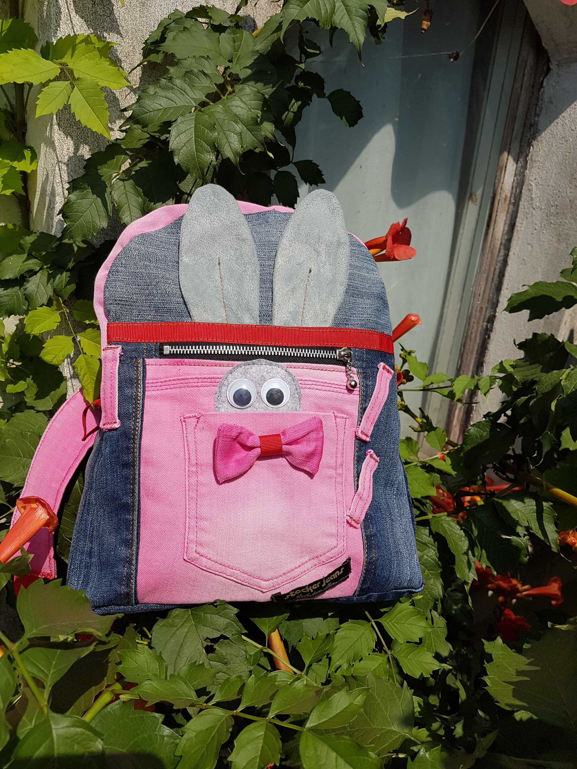 Джинсовый рюкзачек комбинированный для девочки