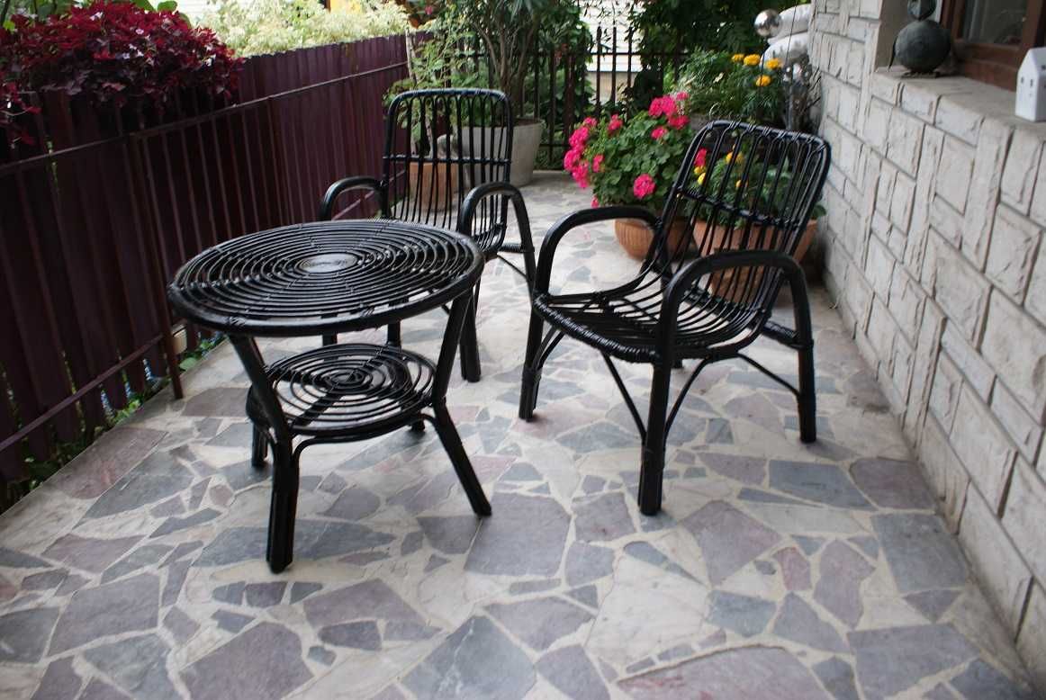Komplet rattanowy Boho Czarny Rattan ! 2+1 ! Piękny Wysyłka !