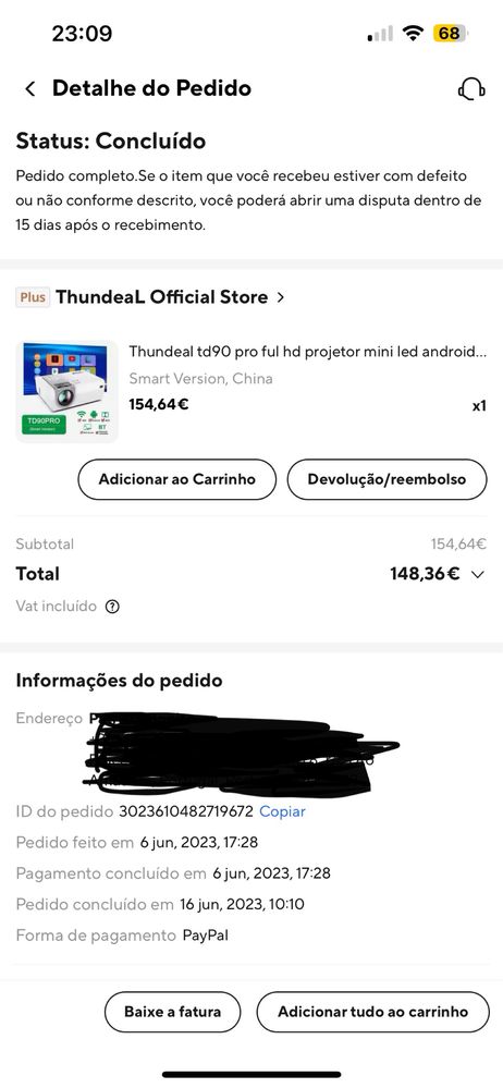Projector TV HD Thundeal NOVO