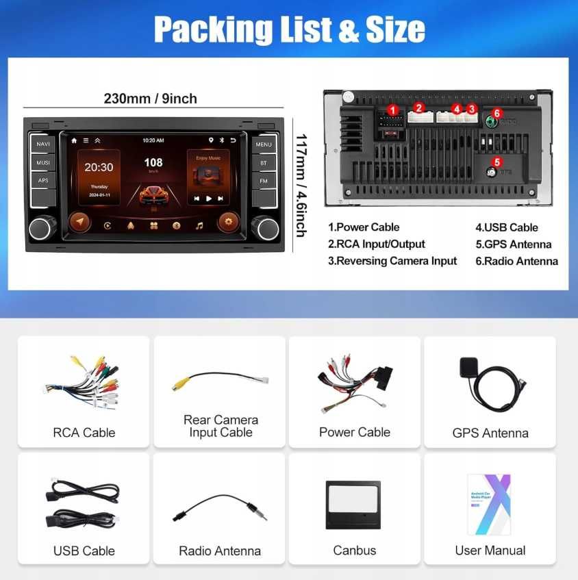 Radio Samochodowe Android 13 | VW Touareg / Transporter T5 | 7” IPS