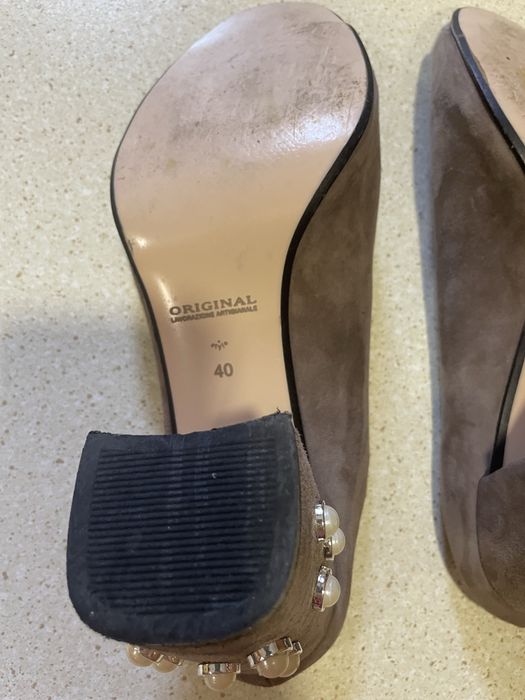 Сабо замша на каблуке