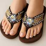 Ексклюзив! шкіряні шльопанці  gypsy soule зі кристалами swarovski