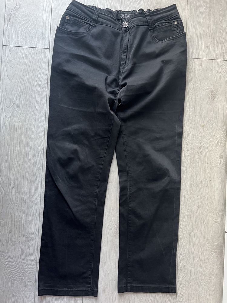 Spodnie jeansowe czarne L gumka w pasie, cienki jeans