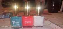 Vernizes efeito gel , 3 cores e 6 gliters