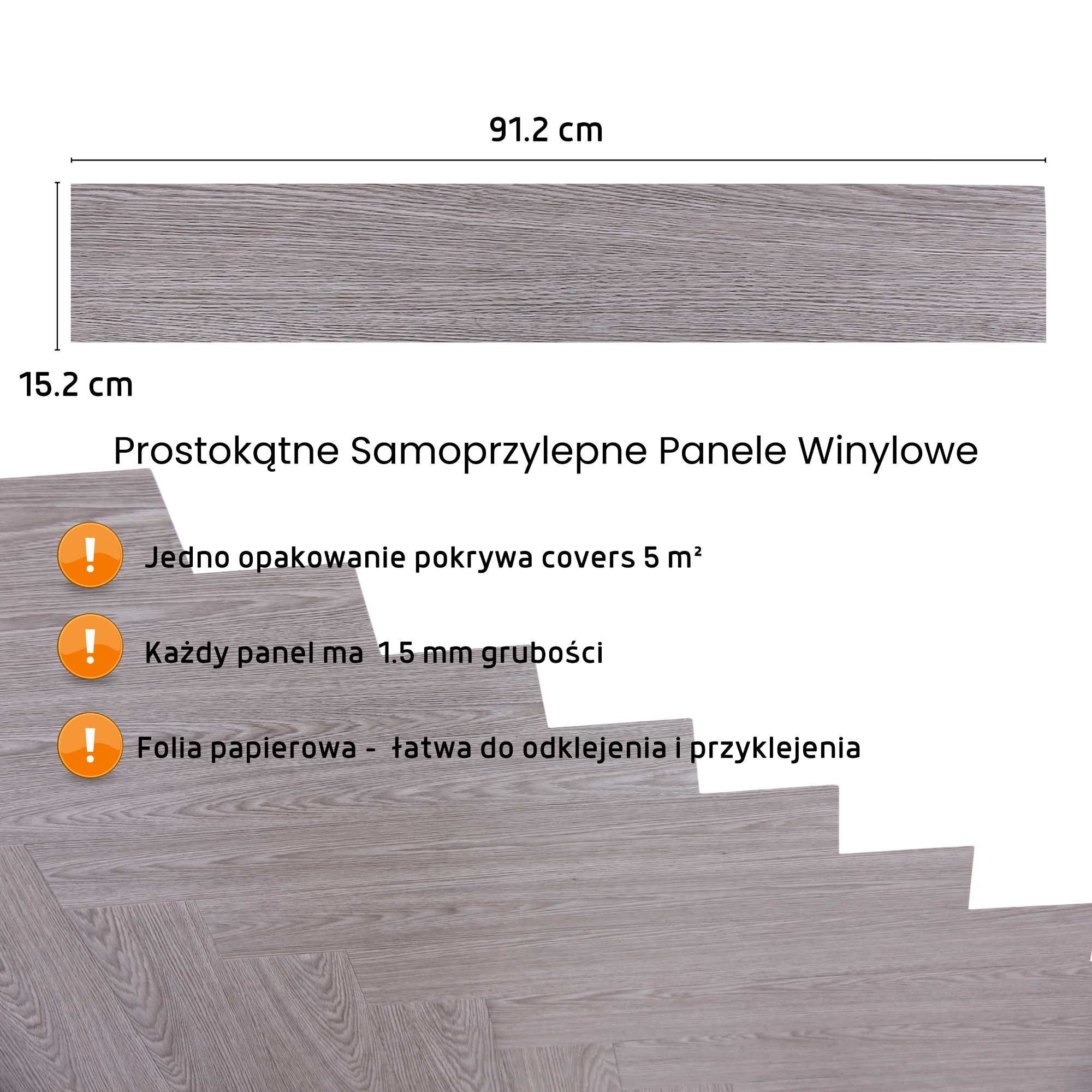 Panele Winylowe SZARE Dąb 5 m² BoHome Samoprzylepne Deski Podłogowe 3D
