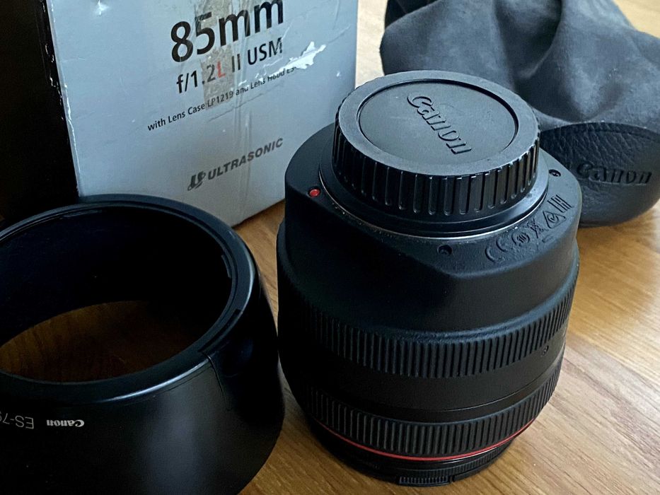 Obiektyw Canon EF85mm F1,2 L USM II  IDEALNY, pudełko, osłona