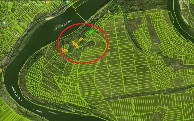 Участок у воды 10 сот берег реки Десна, озеро, лес, Киев 10км