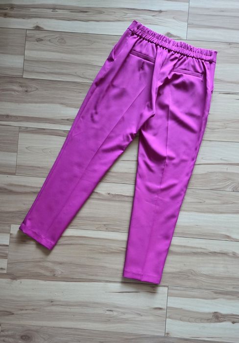 Komplet elegancki damski garnitur marynarka żakiet spodnie fuksja róż