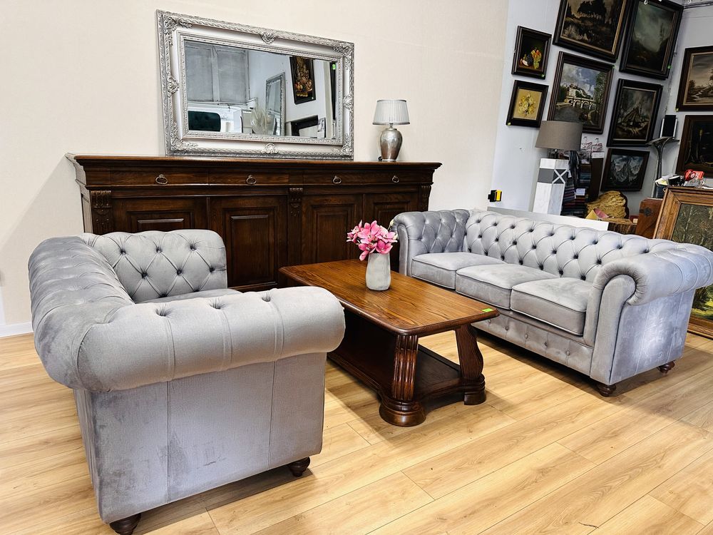 Efektowny komplet chesterfield 3+2 W IDEALNYM STANIE :)