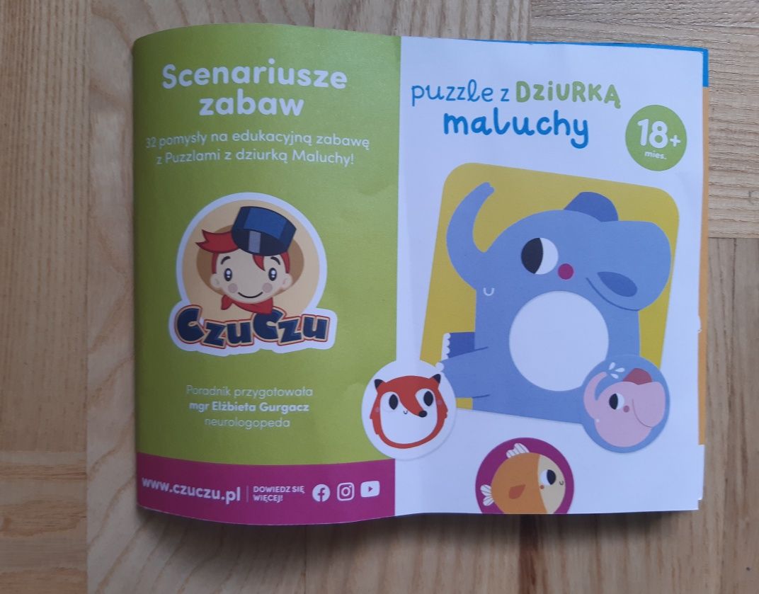 Nowe czuczu puzzle z dziurką maluchy 18m+