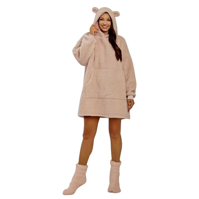 Kocobluza bluza z kapturem koc snuddie hoodie Cleve pudrowy róż