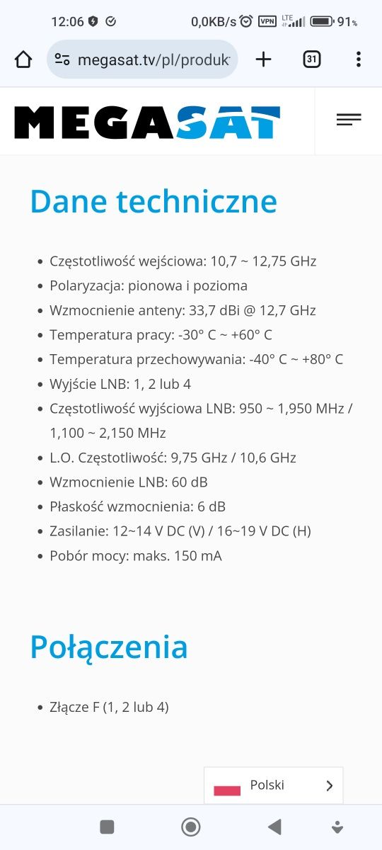 Antena satelitarna Megasat D2