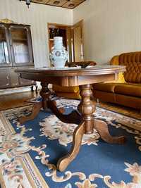 Duzy stol drewniany rozkladany owalny vintage