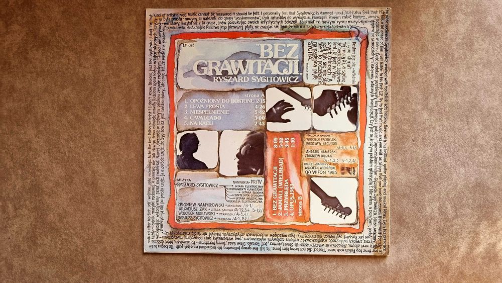 Ryszard Sygitowicz - pierwsze wydanie płyty winylowej Bez Grawitacji.