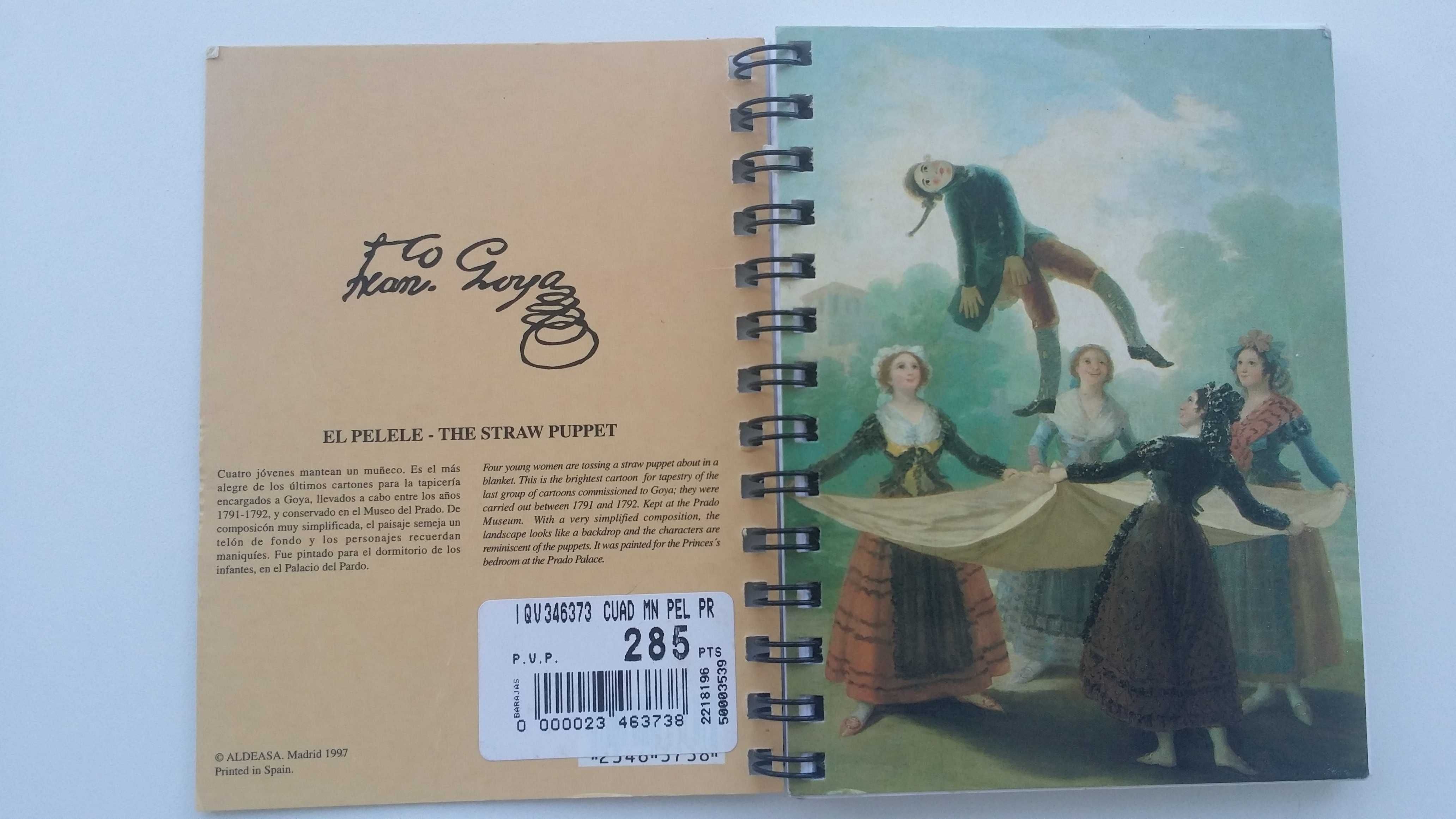 Caderno pequeno folhas brancas Museu Goya