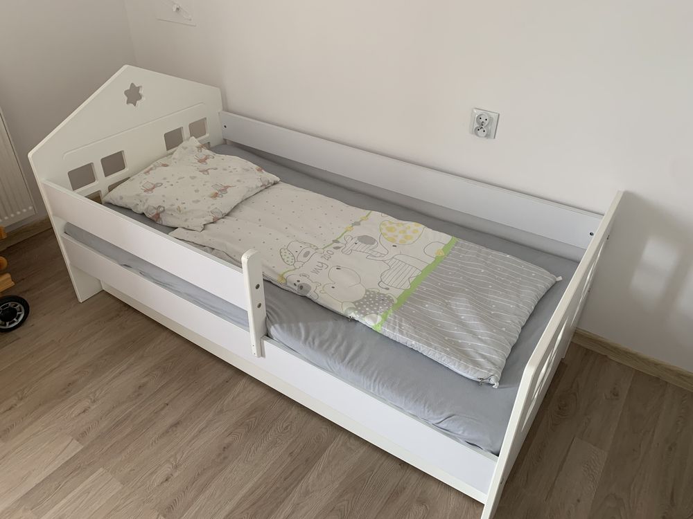 Białe łóżko dla dziecka 85x160cm z szufladą