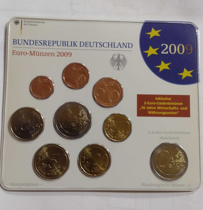 Германия набор евро монет 2002, 2003, 2003, 2004, 2005, 2006, 2009
