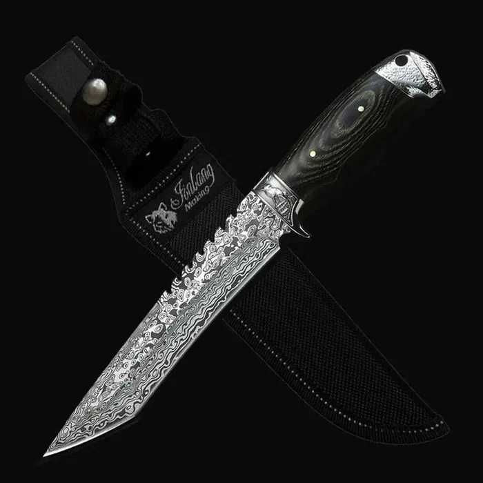 Nóż FINKA Myśliwski DAMAST Crystal TANTO kabura Malezjski DĄB