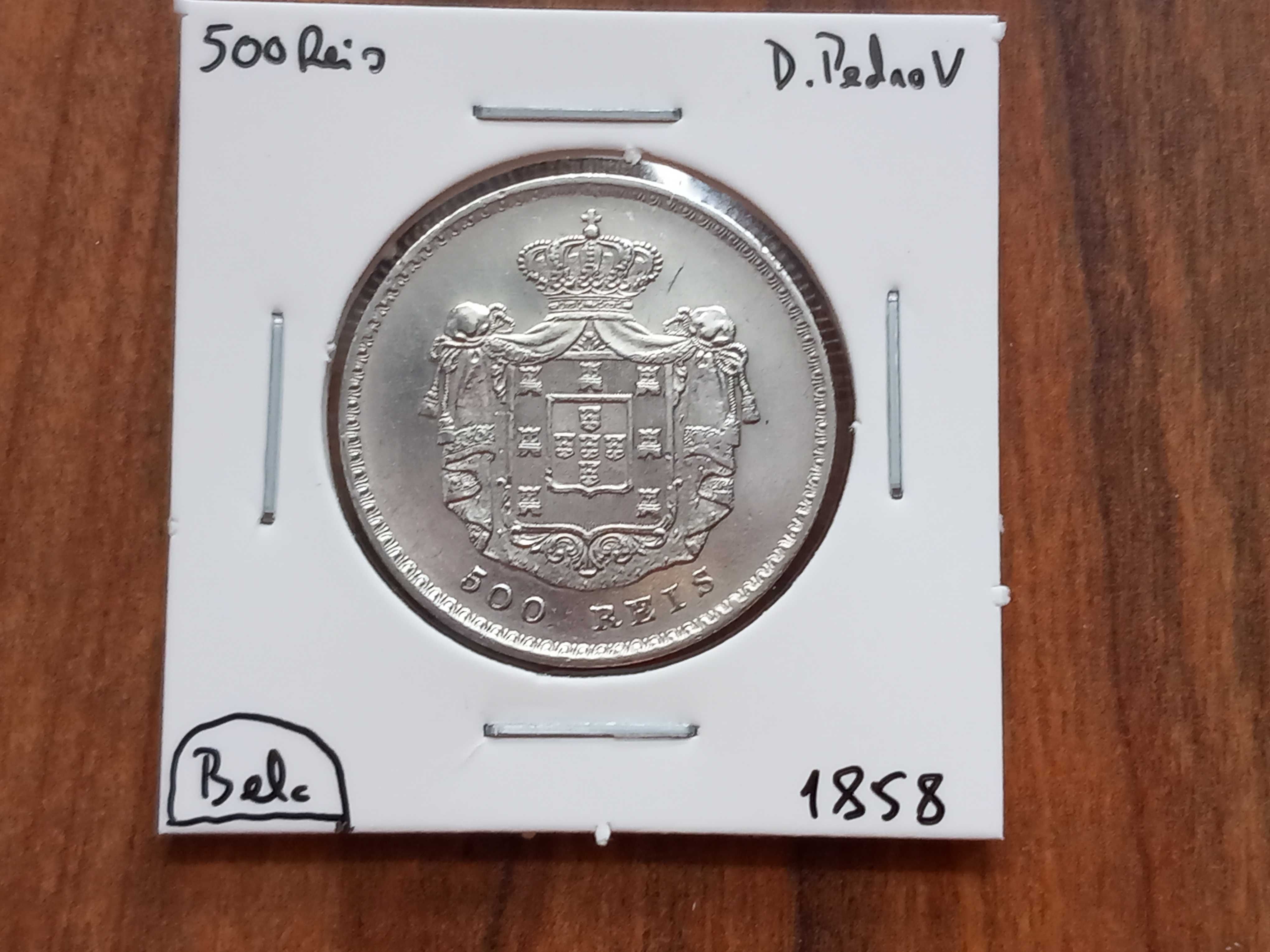 Moeda 500 Reis 1858 D. Pedro V  - Bela!