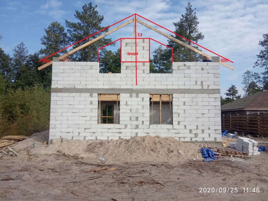 Фундамет, Укладка газоблоку,Покрівля,Фасадні роботи,Монтаж Паркану,