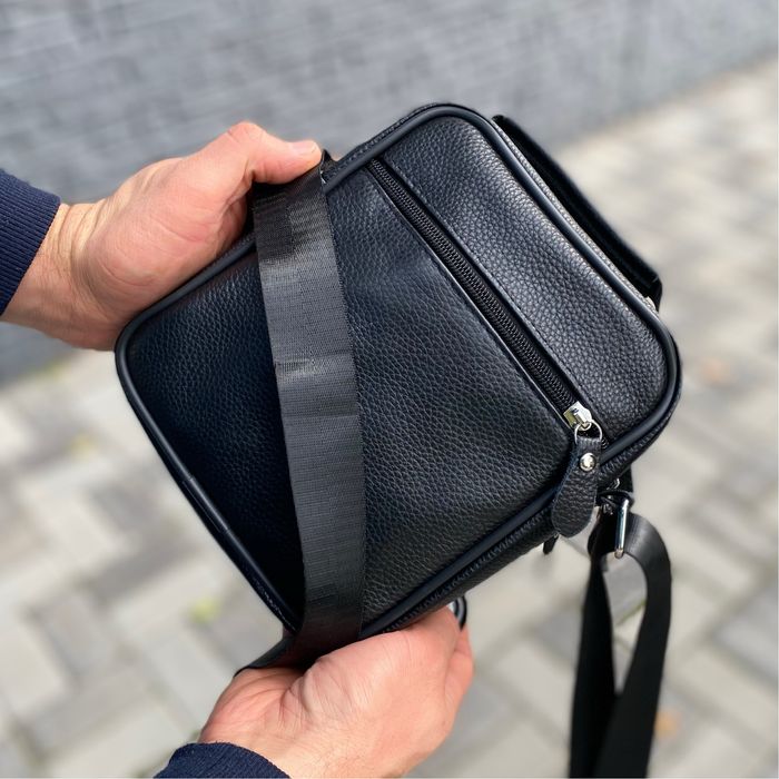 Чорна сумка для чоловіка шкіряна барсетка Gentalman base