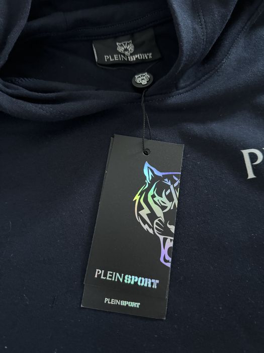 Granatowa męska bluza z kapturem i charakternym logo r. XL Plein Sport