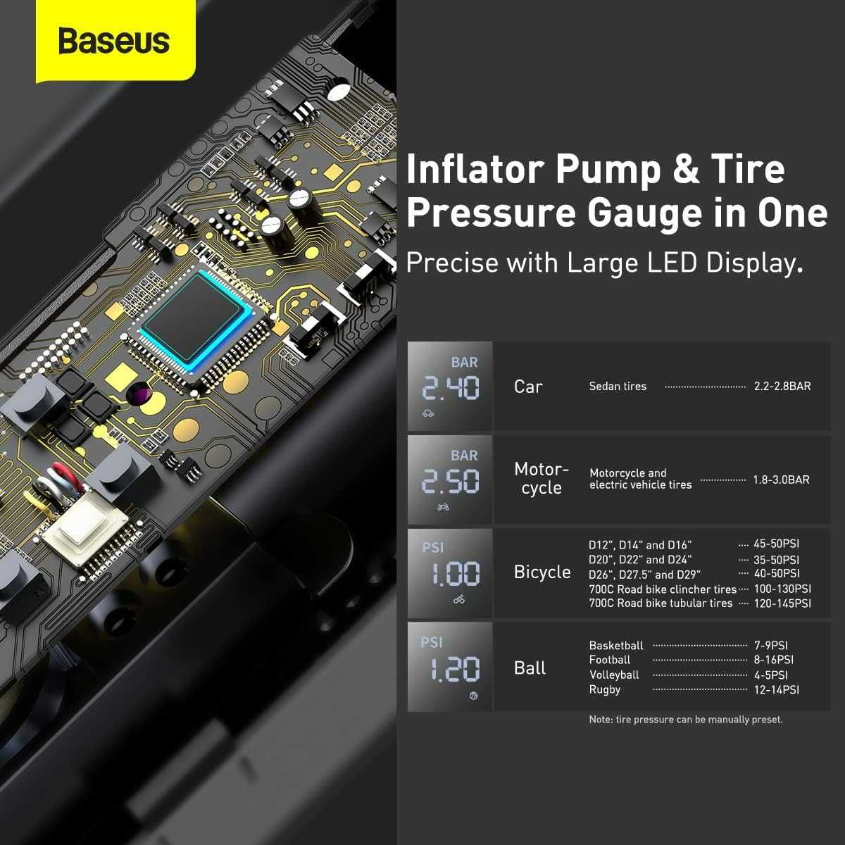 Автомобильный насос компрессор Baseus Super Mini Inflator Pump + кейс