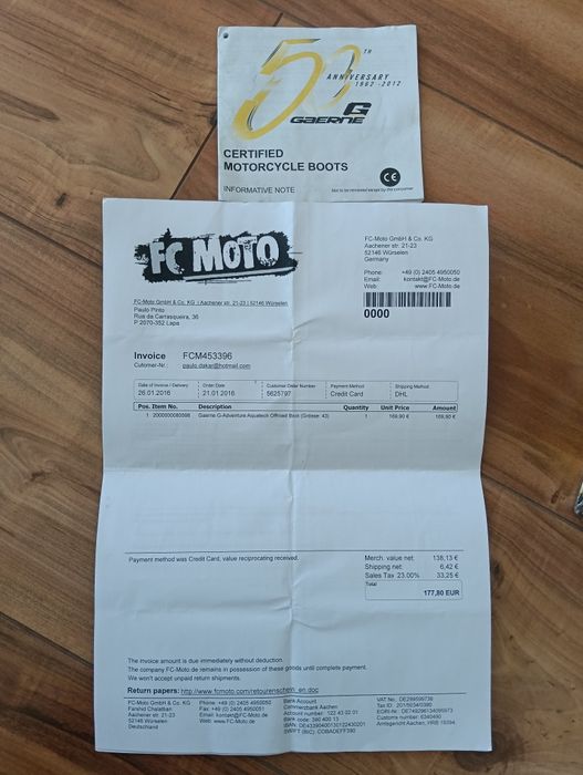 Botas mota GAERNE 43