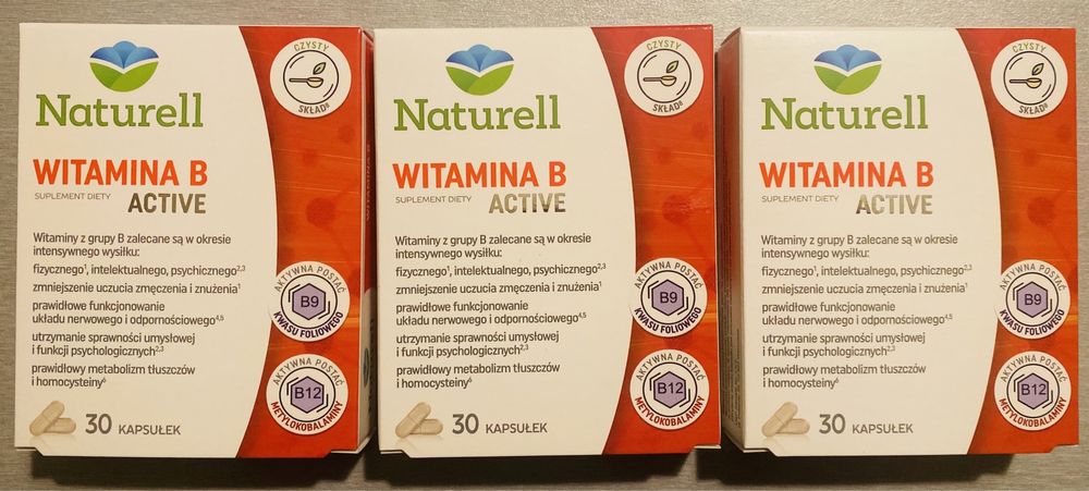 3x Witamina B Active komplex 30kaps Naturell witaminy aktywna postać