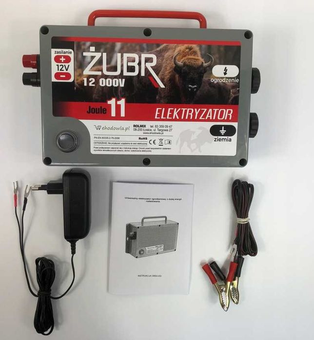 Elektryzator pastuch Żubr 11j 12 000V sieciowo akumulatorowy 12V/230V