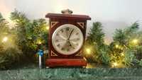 Zegar wskazówkowy kominkowy kwarcowy drewno egzotyczne