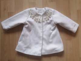 Biały, elegancki płaszczyk dla dziewczynki Atelie Roxana rozmiar 86