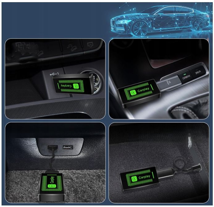 Bezprzewodowy Adapter CarPlay Plug & Play USB-C iPhone iOS 10+