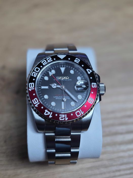 Zegarek Seiko Gmod Red Marinner, NH34 GMT, stal 904l