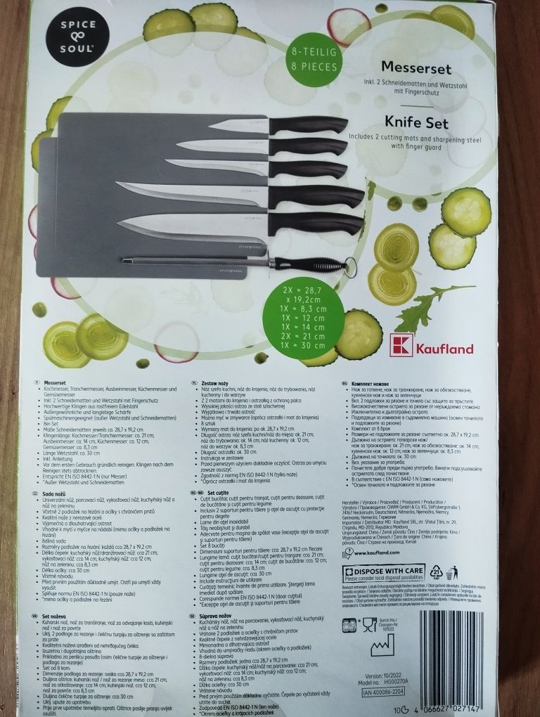 Nowy zestaw noży ostrzałka deska do krojenia nóż X6 Kaufland Lidl