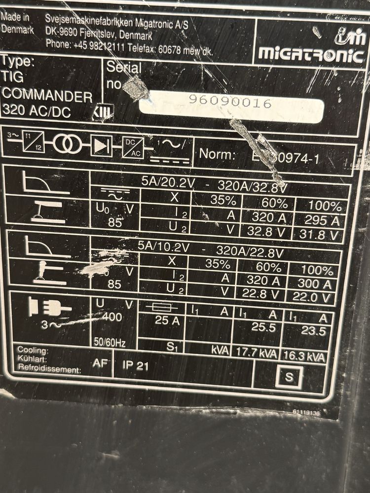 Spaearka tig Migatronic Commander 320 ac/dc