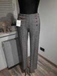 Damskie legginsy w elegancką kratę z ozdobnymi guzikami rozmiar XL