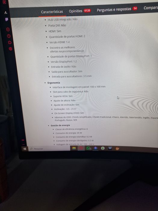 Monitor Curvo AOC 240 Hz 31.5" 0.5ms