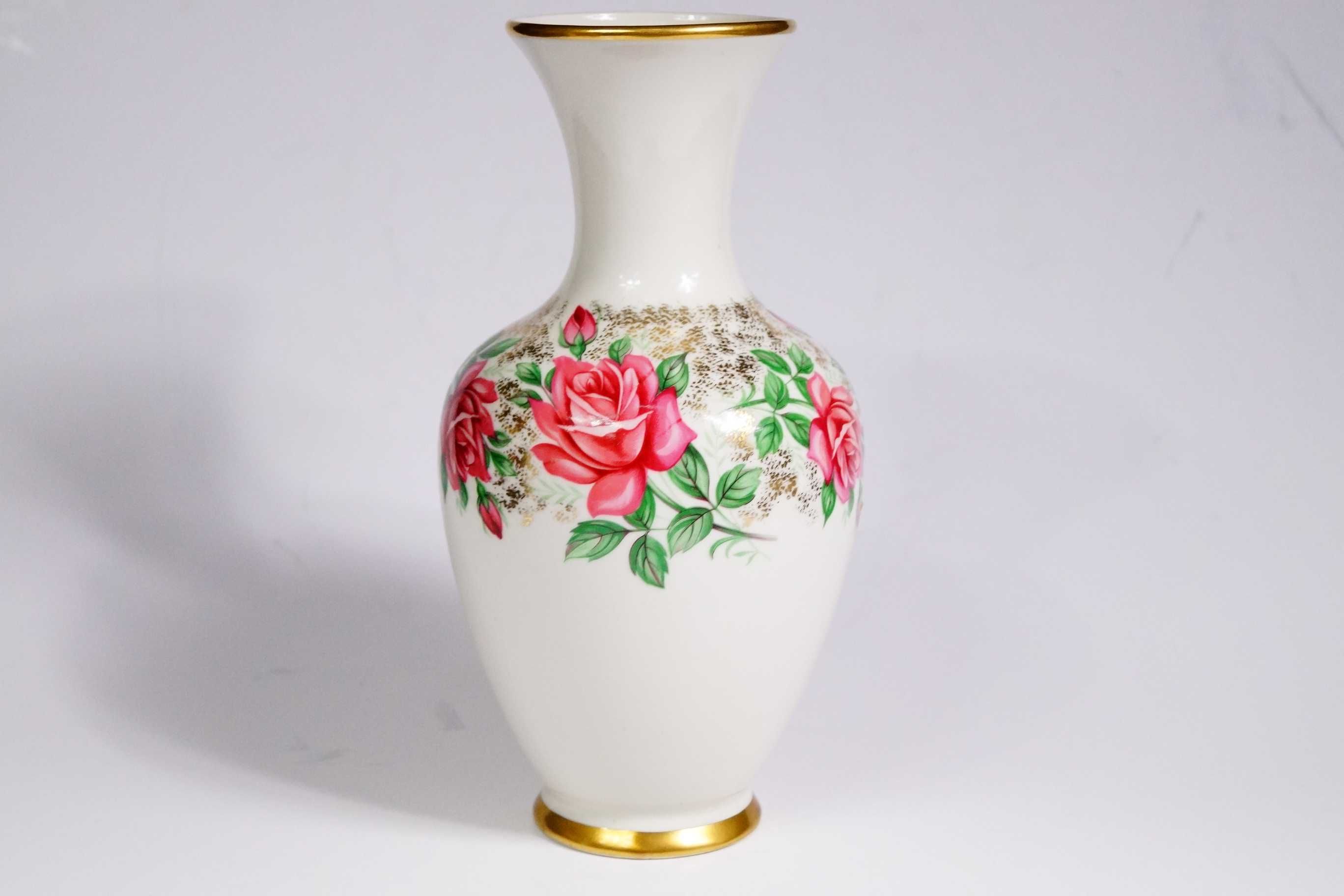 Bawaria wazon porcelanowy ecru złoto kwiaty