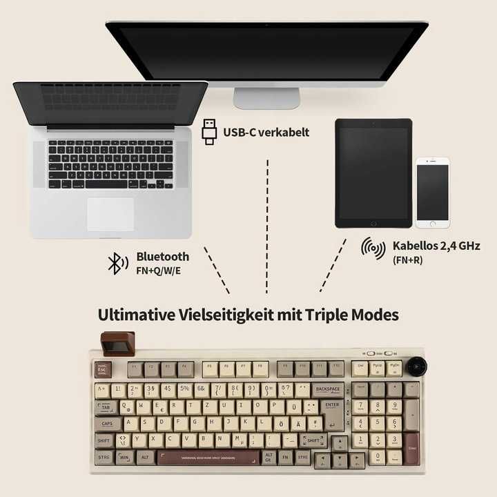 Klawiatura mechaniczna EPOMAKER RT100 ISO DE Gateron Yellow Switch