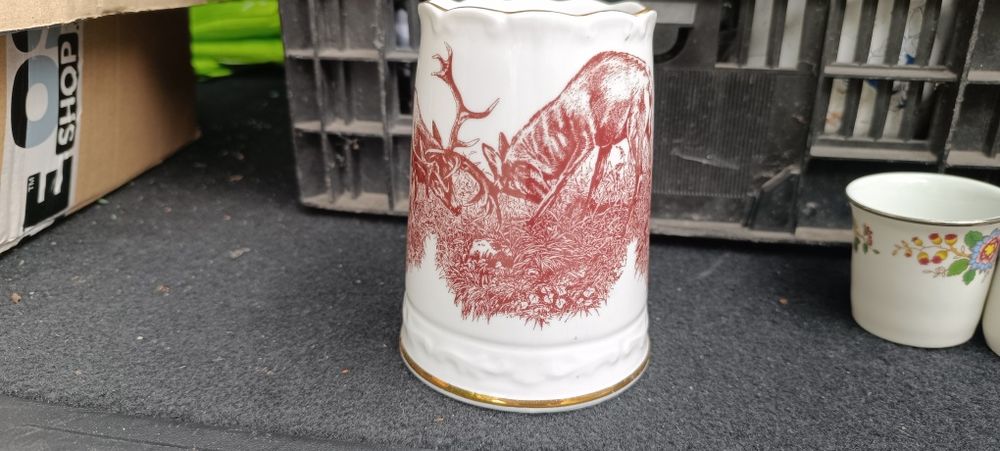 Kufel porcelana z motywem myśliwskim