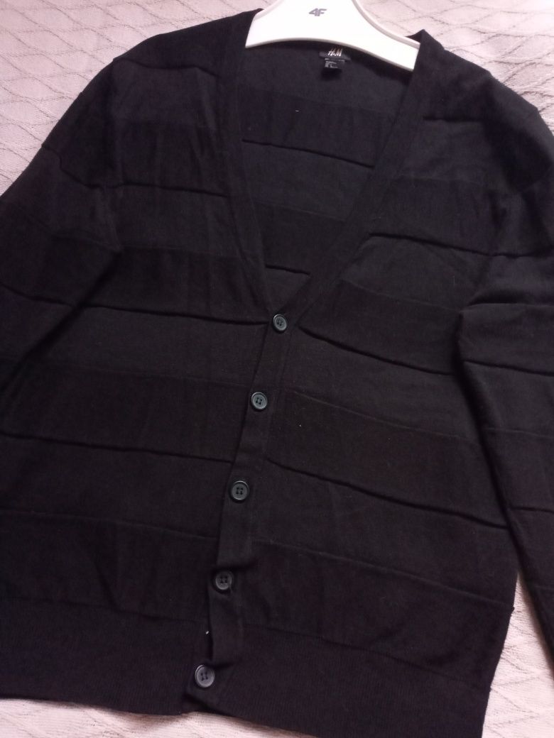 H&M Klasyczny męski czarny bawełniany kardigan rozmiar L