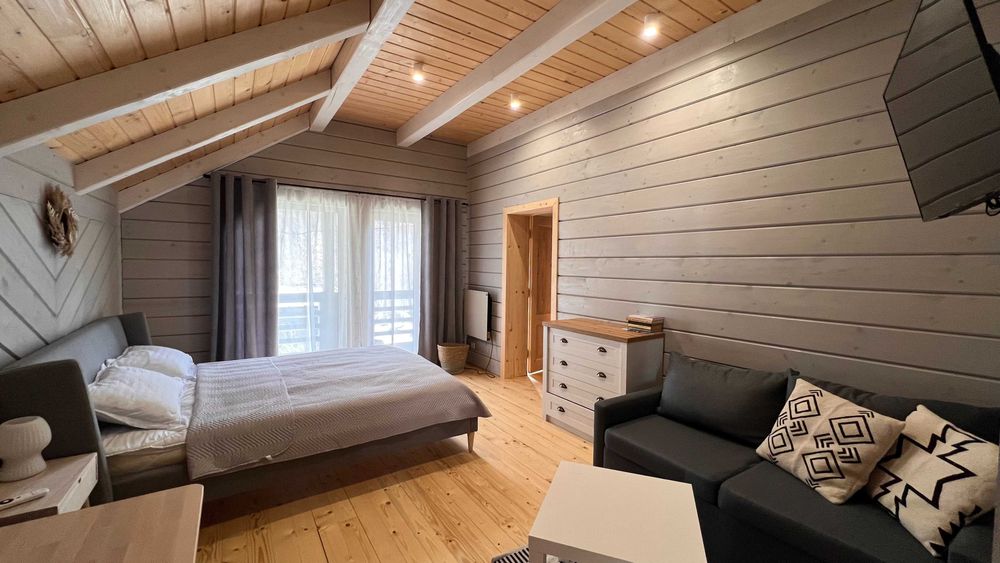 СУЧАСНИЙ БУДИНОК, відпочинок В КАРПАТАХ біля річки та лісу, зал 30м2