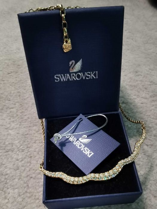 Kolia, naszyjnik Swarovski -oryginalny, Svarowski złoty kryształki