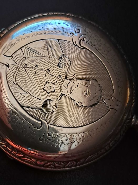 Zegarek kieszonkowy z generalem,kryty,srebrny,chodzi,CHRONOMETRE