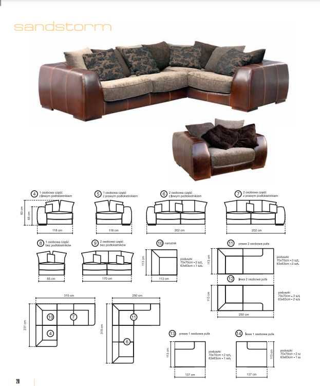 Ekskluzywny zestaw wypoczynkowy, sofa + 2 fotele - skóra i tkanina