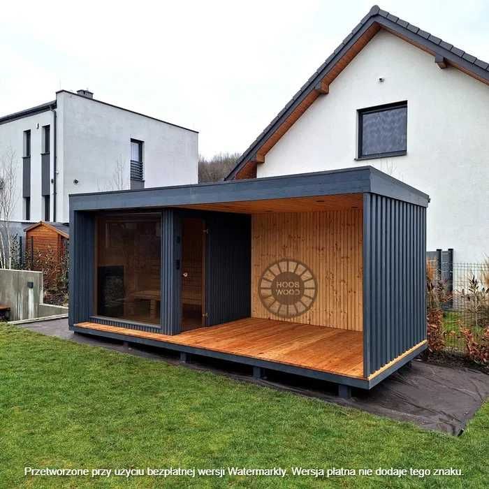 Sauna ogrodowa z tarasem