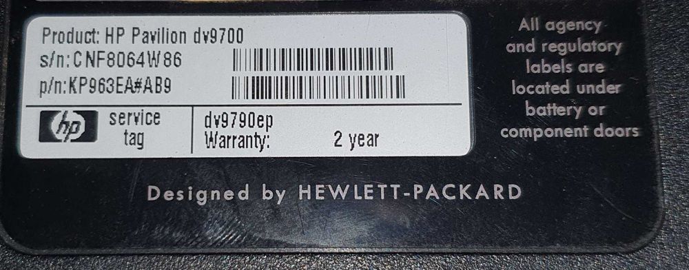 Parts for HP Pavilion DV9790EP Laptop - Porto64283958491523121