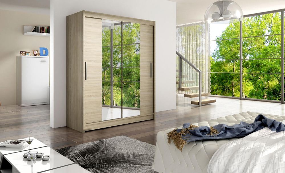 SZAFA przesuwna WENDY II z lustrem 150 cm GARDEROBA RÓŻNE KOLORY nowa